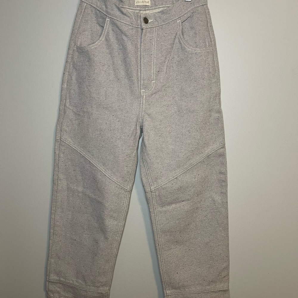 Soluna Collective Denim Pants Grey Adjustable Size 6 Upcycled Cotton Relaxed Fit